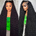 YACHEP 30 Inch Water Wave 13x6 Lace Front Wigs Human Hair Pre Plucked with Baby Hair 200 Density Deep Curly HD Transparent Lace Frontal Wigs Wet and Wavy Human Hair Wig for Women