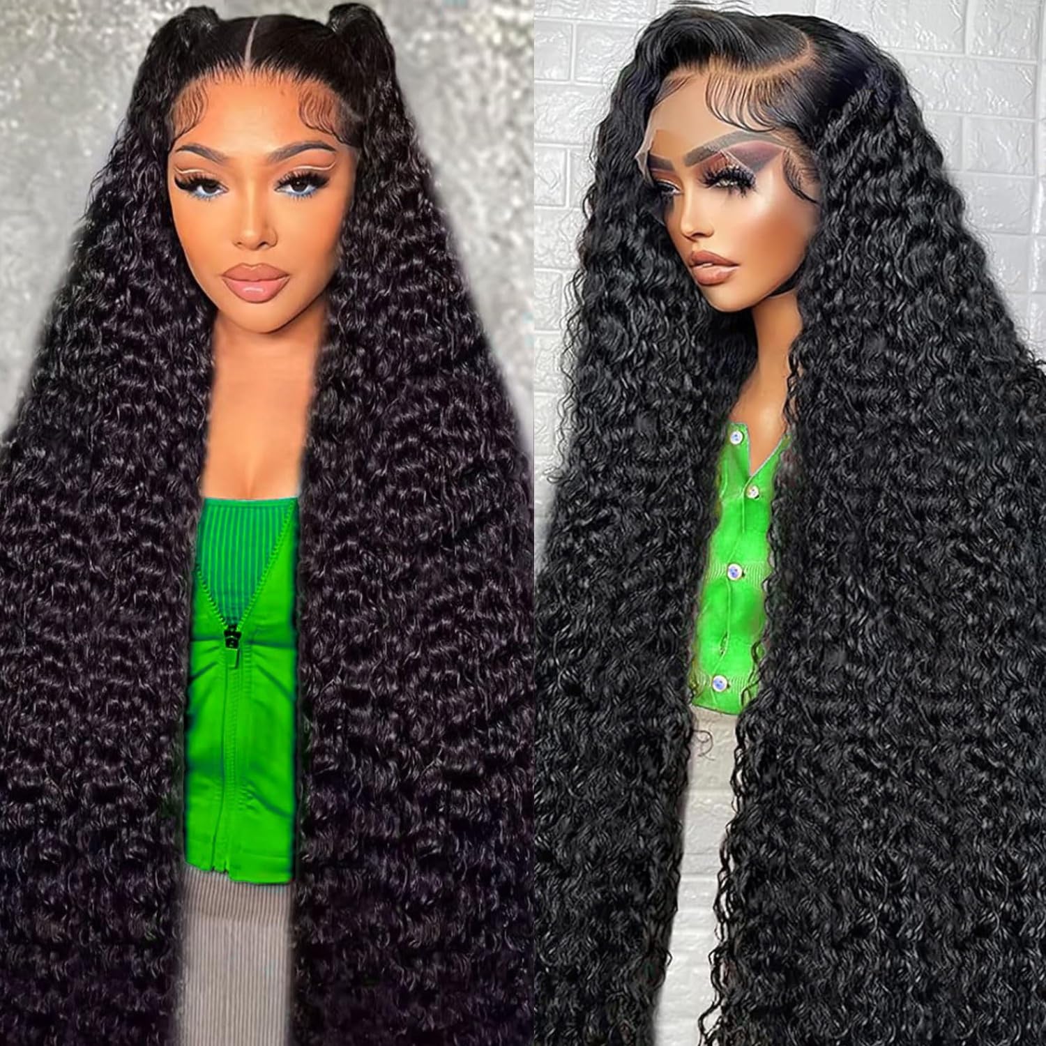 YACHEP 30 Inch Water Wave 13x6 Lace Front Wigs Human Hair Pre Plucked with Baby Hair 200 Density Deep Curly HD Transparent Lace Frontal Wigs Wet and Wavy Human Hair Wig for Women